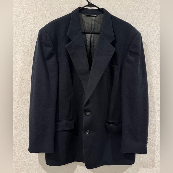 Jack Victor Montreal Wool Cashmere Blend Dark Navy Blue Double Button Blazer 44 - Picture 1 of 16